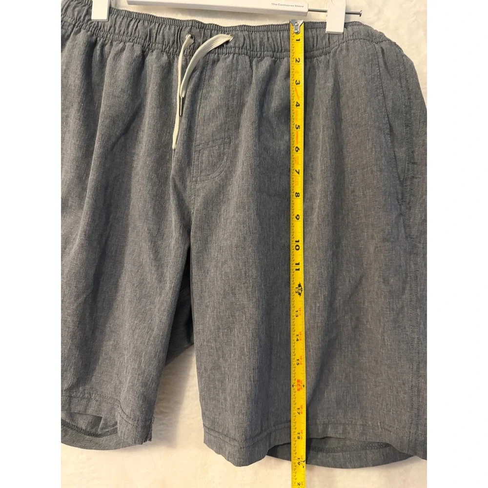 Mens Heather Grey Hybrid Performance Swim Shorts with Liner Drawstring Waist